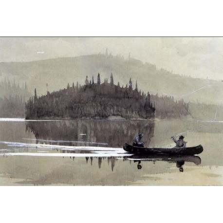 Two Men in a Canoe by Winslow Homer - Art gallery oil painting...