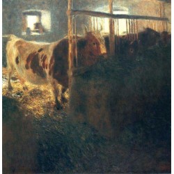 Cows in a Stall by Gustav Klimt- Art gallery oil painting...