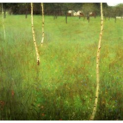Farmhouse with Birch Trees 2 by Gustav Klimt- Art gallery oil painting reproductions