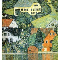 Houses at Unterach on the Attersee - Oil Painting