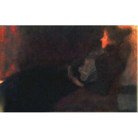 Lady by the Fireplace by Gustav Klimt- Art gallery oil painting reproductions