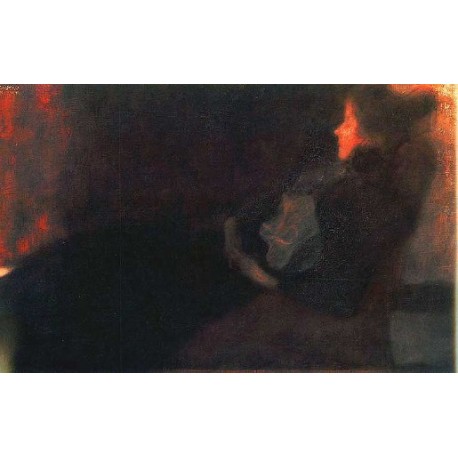 Lady by the Fireplace by Gustav Klimt- Art gallery oil painting...