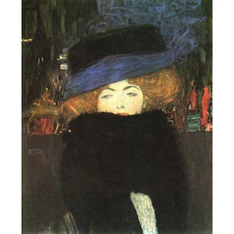 Lady with Hat and Featherboa by Gustav Klimt-Art gallery oil painting reproductions