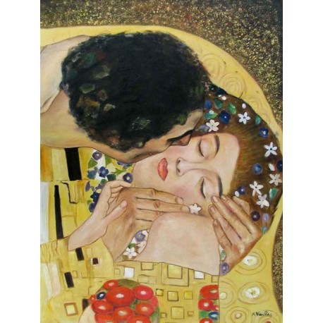 The Kiss, detail by Gustav Klimt-Art gallery oil painting...