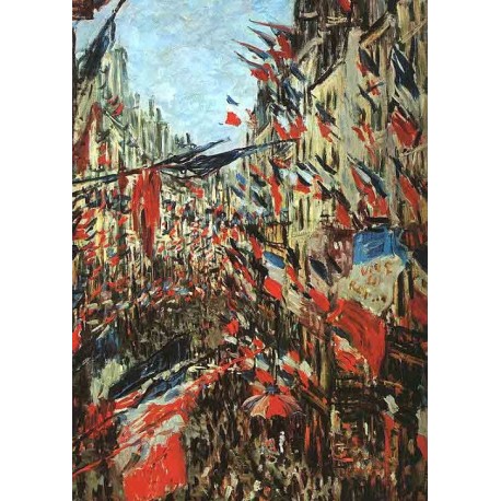 Rue Montargueil with Flags by Claude Oscar Monet - Art gallery oil...