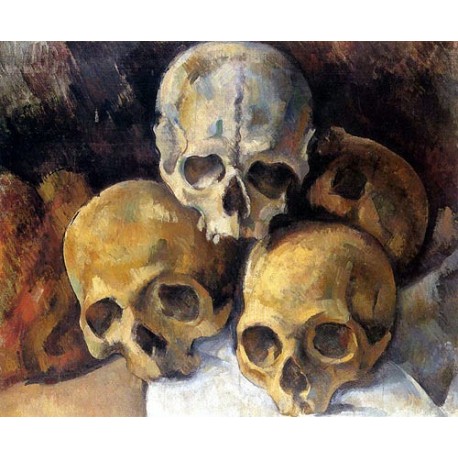 Pyramid of Skulls by Paul Cezanne-Art gallery oil painting reproductions