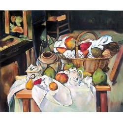 Still Life with Basket by Paul Cezanne-Art gallery oil painting...