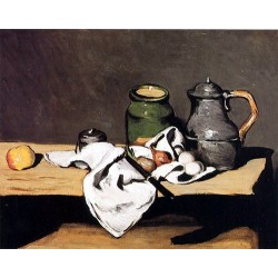 Still Life with Green Pot and Pewter Jug by Paul Cezanne-Art...