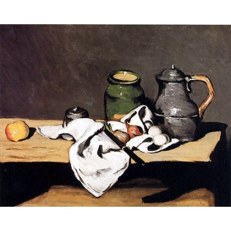 Still Life with Green Pot and Pewter Jug by Paul Cezanne-Art...