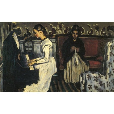 Young Girl at the Piano by Paul Cezanne - Overture to Tannhauser, 1868-Art gallery oil painting reproductions