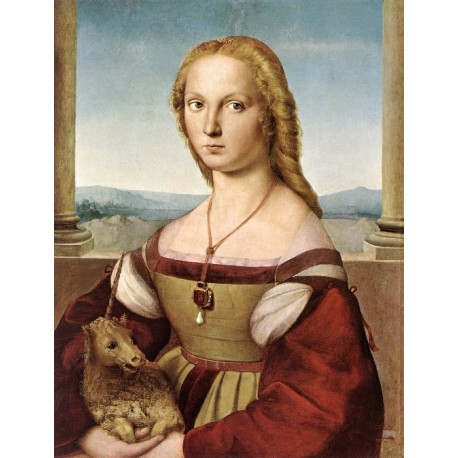 Lady with a Unicorn by Raphael Sanzio-Art gallery oil painting...