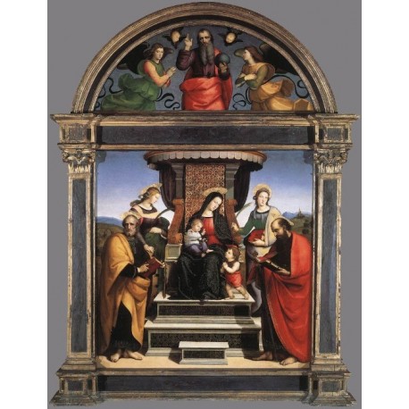 Madonna and Child Enthroned with Saints by Raphael Sanzio-Art gallery oil painting reproductions