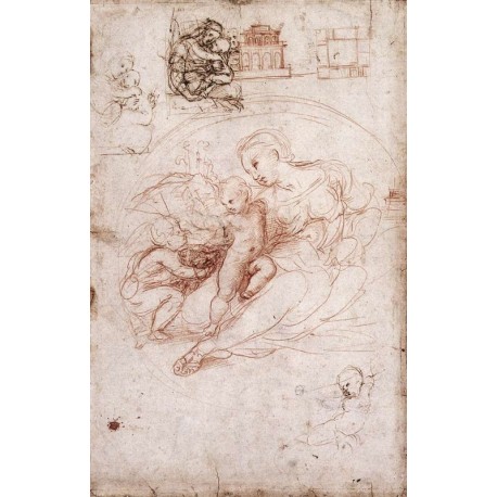 Madonna Studies by Raphael Sanzio-Art gallery oil painting...