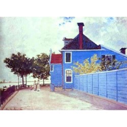 The Blue House in Zaandam by Claude Oscar Monet - Art gallery oil painting reproductions