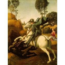 St. George Fighting the Dragon 1504-06 by Raphael Sanzio-Art gallery oil painting reproductions