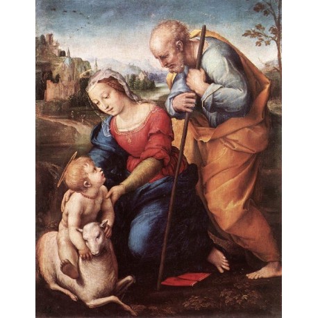 The Holy Family with a Lamb  by Raphael Sanzio-Art gallery oil painting reproductions