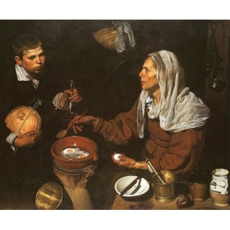 An Old Woman Frying Eggs 1618 by Diego Velazquez - Art gallery oil painting reproductions