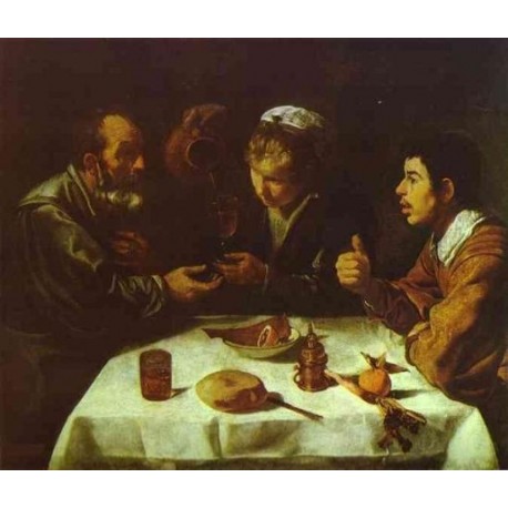 Peasants' Dinner 1618 by Diego Velazquez - Art gallery oil painting reproductions
