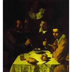Three Men at Table 1618 by Diego Velazquez - Art gallery oil...