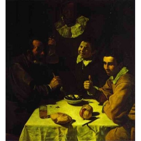 Three Men at Table 1618 by Diego Velazquez - Art gallery oil...