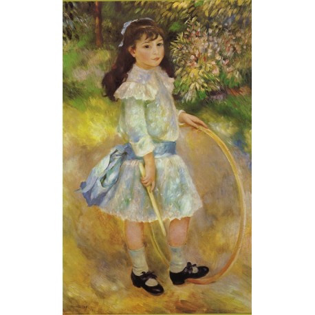 Girl with a Hoop 1885 by Pierre Auguste Renoir-Art gallery oil painting reproductions