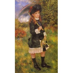 Girl with a Parasol 1883 by Pierre Auguste Renoir-Art gallery oil painting reproductions