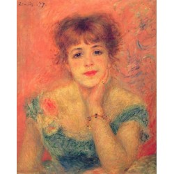 Jeanne Samary in a Low Necked Dress 1877 by Pierre Auguste Renoir-Art gallery oil painting reproductions