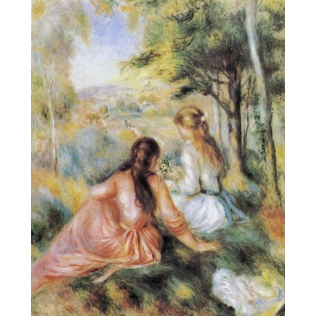 On the Meadow 1890 by Pierre Auguste Renoir-Art gallery oil painting reproductions