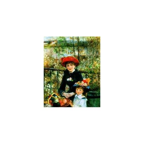 On the Terrace (Two Sisters) by Pierre Auguste Renoir-Art gallery oil painting reproductions