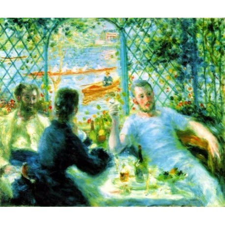 The Canoeists Luncheon by Pierre Auguste Renoir-Art gallery oil...