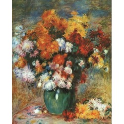 Vase of Chrysanthemums by Pierre Auguste Renoir-Art gallery oil painting reproductions