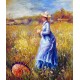 Woman Gathering Flowers by Pierre Auguste Renoir-Art gallery oil painting reproductions