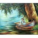 Woman in a Boat by Pierre Auguste Renoir-Art gallery oil painting...