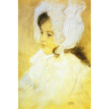 Portrait of a Girl by Gustav Klimt-Art gallery oil painting...