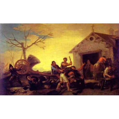 Fight at the Cock Inn by Francisco de Goya-Art gallery oil...