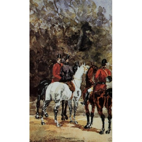 Assembly of Hunters by Henri de Toulouse-Lautrec-Art gallery oil...