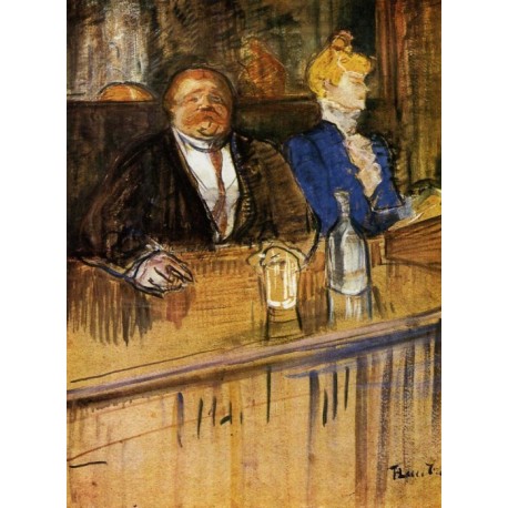 At the Cafe, The Customer and the Anemic Cashier 1899 by Henri de Toulouse-Lautrec-Art gallery oil painting reproductions