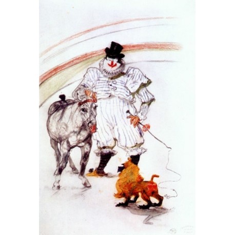 At The Circus, Horse and Monkey Dressage by Henri de Toulouse-Lautrec-Art gallery oil painting reproductions