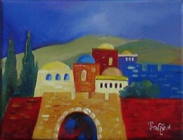 Jerusalem abstract 3 modern oil painting